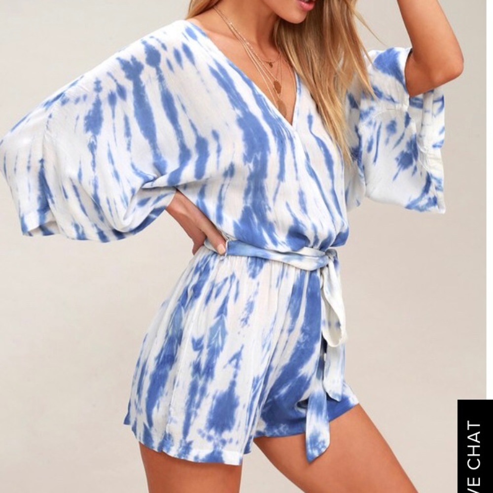 SEASIDE GALE BLUE TIE-DYE ROMPER